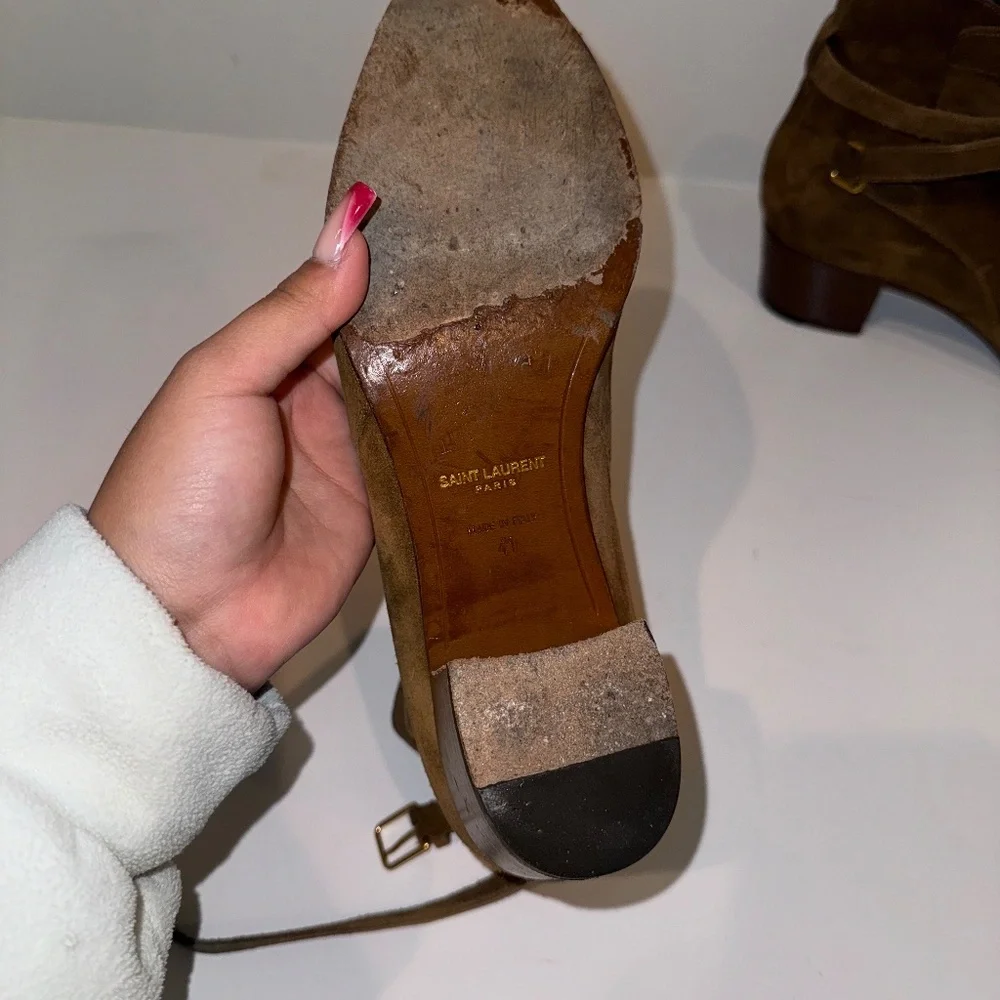 Saint Laurent Women's Suede Moto Boots (used) - Picture 3 of 3